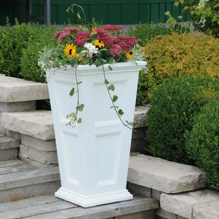 White garden plant pots